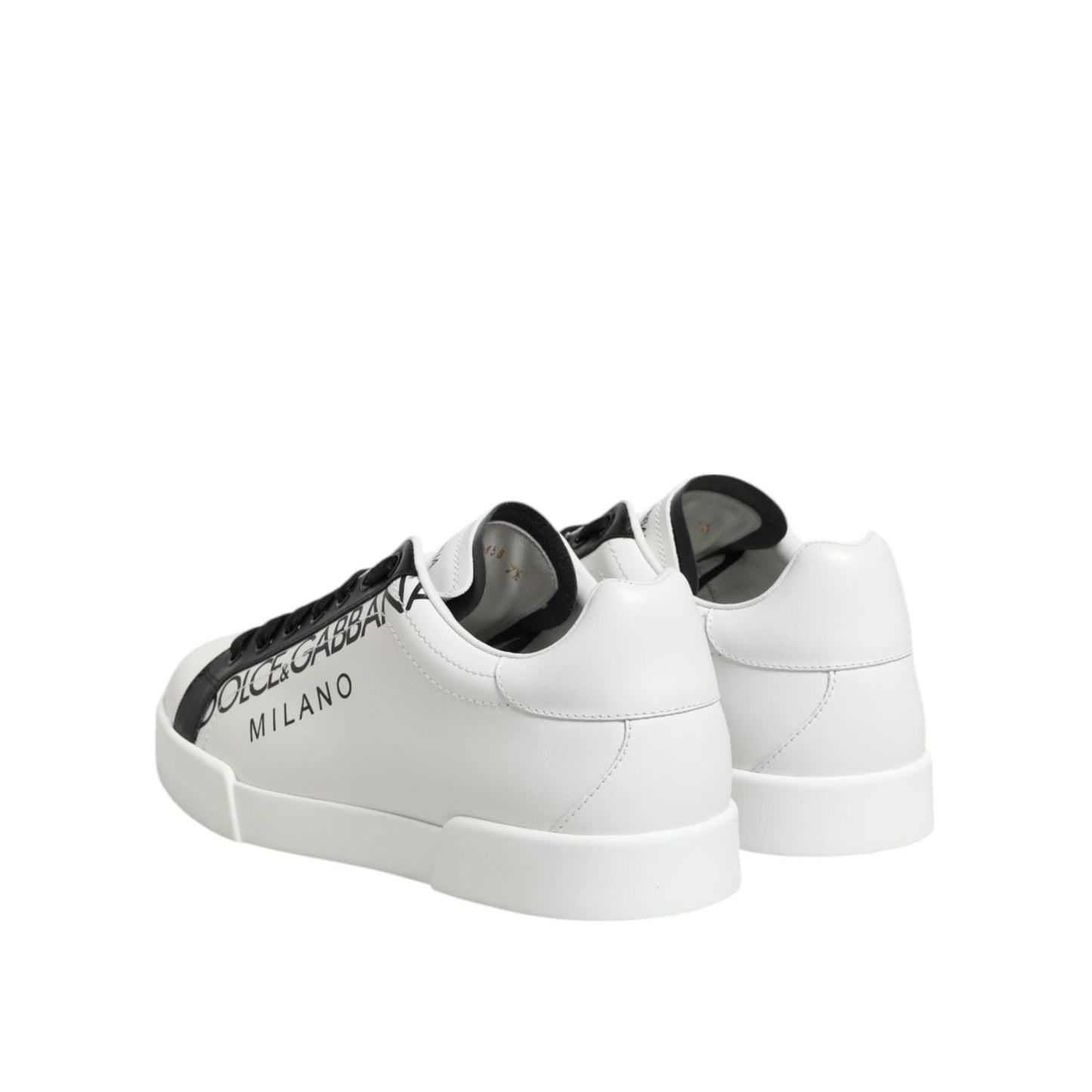 Dolce & Gabbana Black White Leather Portofino Sneaker Shoes MV7886-41.5