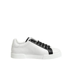Dolce & Gabbana Black White Leather Portofino Sneaker Shoes MV7886-41.5