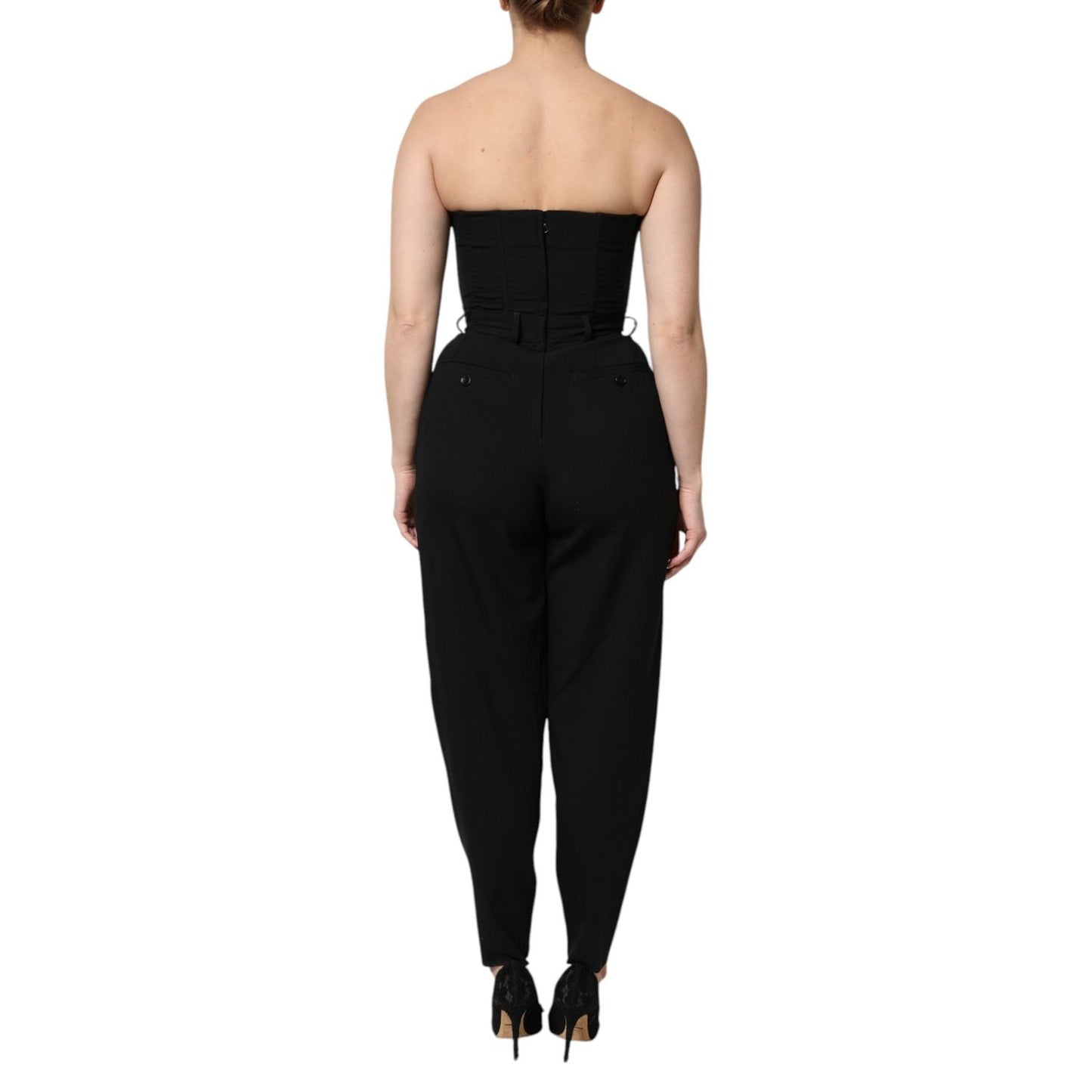 Dolce & Gabbana Black Wool Strapless Romper Jumpsuit Dress DR81509-38