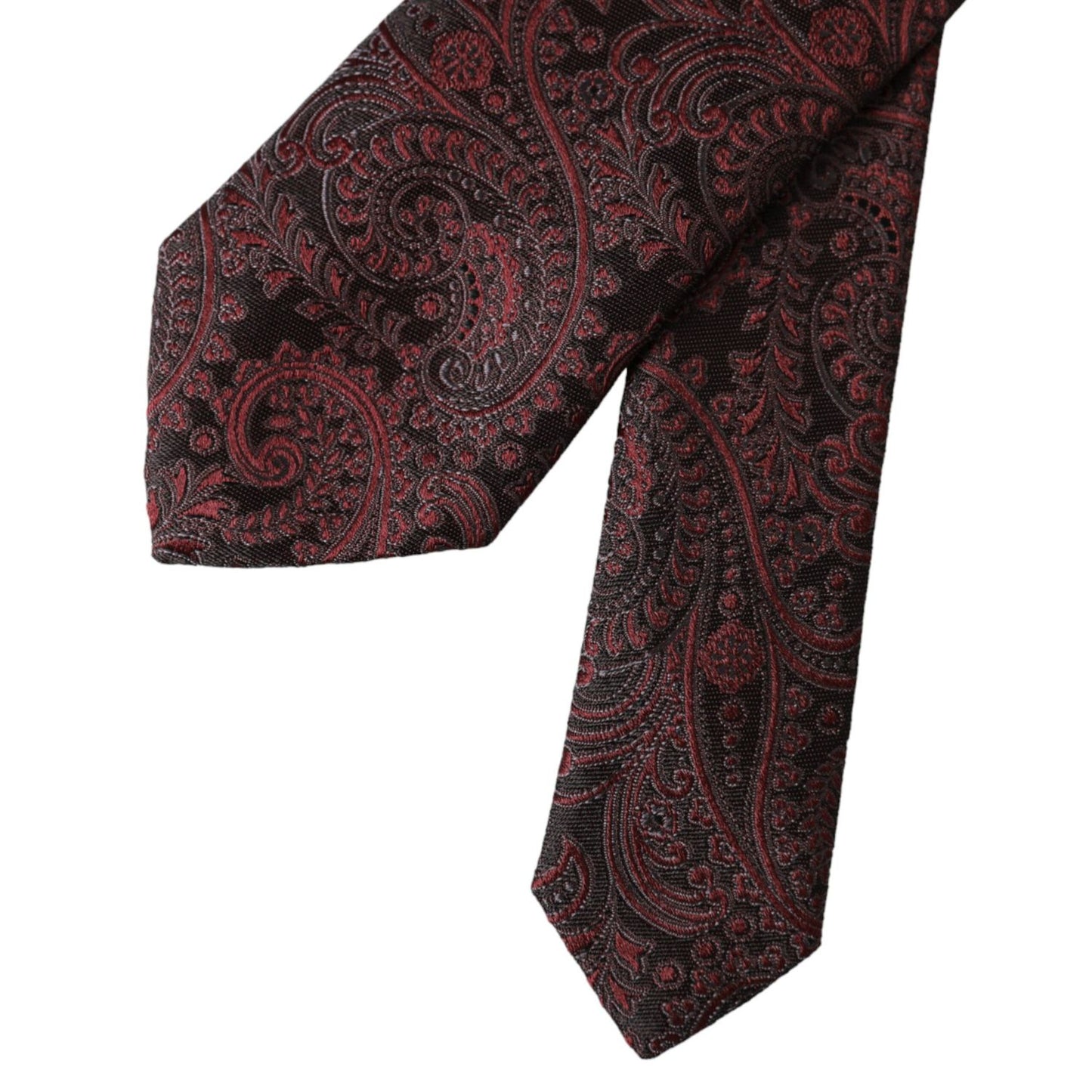 Dolce & Gabbana Bordeaux Patterned Silk Adjustable Men Tie Dolce & Gabbana