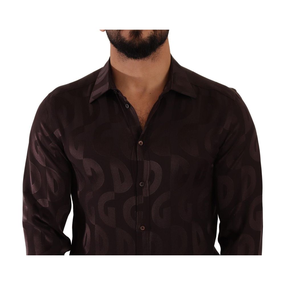 Dolce & Gabbana Bordeaux Silk Pattern Shirt