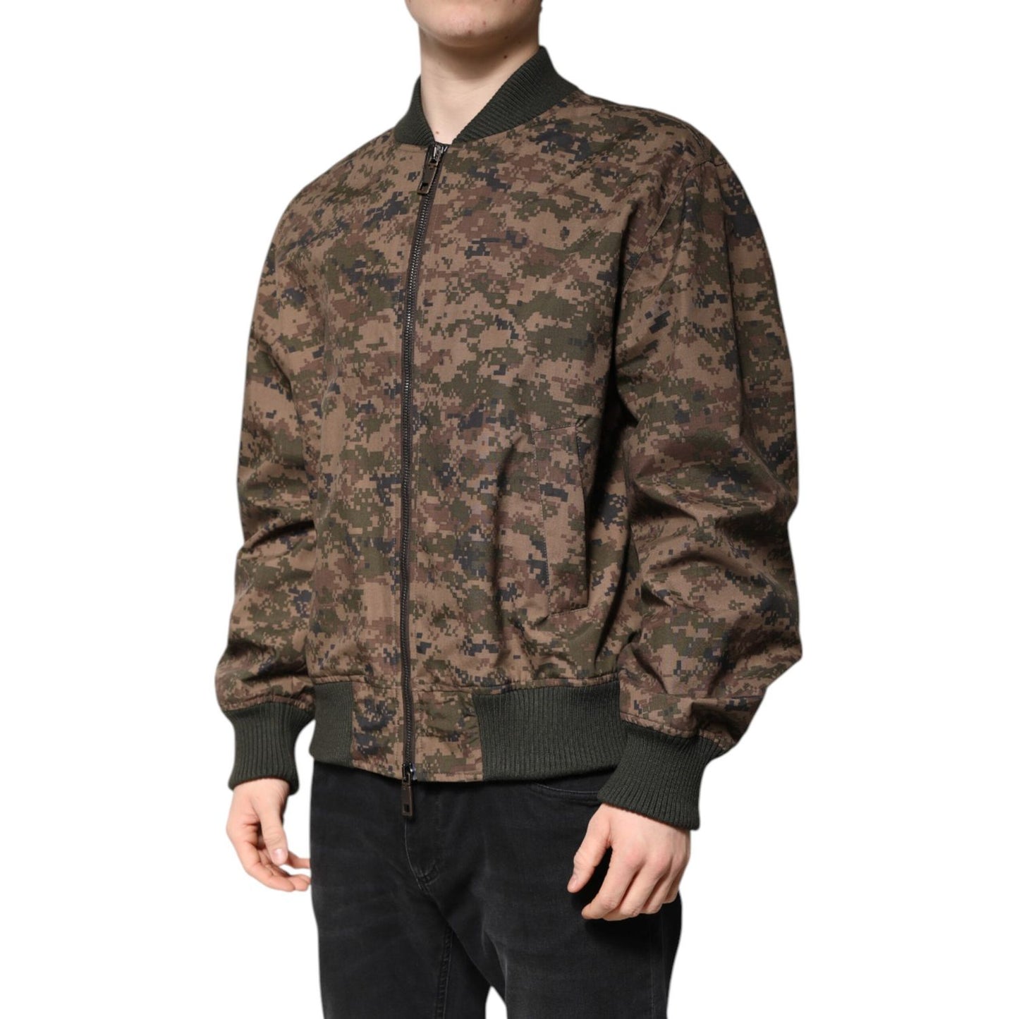 Dolce & Gabbana Brown Camouflage Bomber Full Zip Jacket Dolce & Gabbana