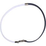 Dolce & Gabbana Blue White Leather Trimmed DG Engraved Silver Tone Clasp Bracelet 1728,67345645728,Blue and White,Bracelets - Men - Jewelry,Dolce & Gabbana,Jewelry,Material: 40% Polyester 40% Cows Leather 20% Real Brass,Men,Men - Jewelry,New with tags Dol