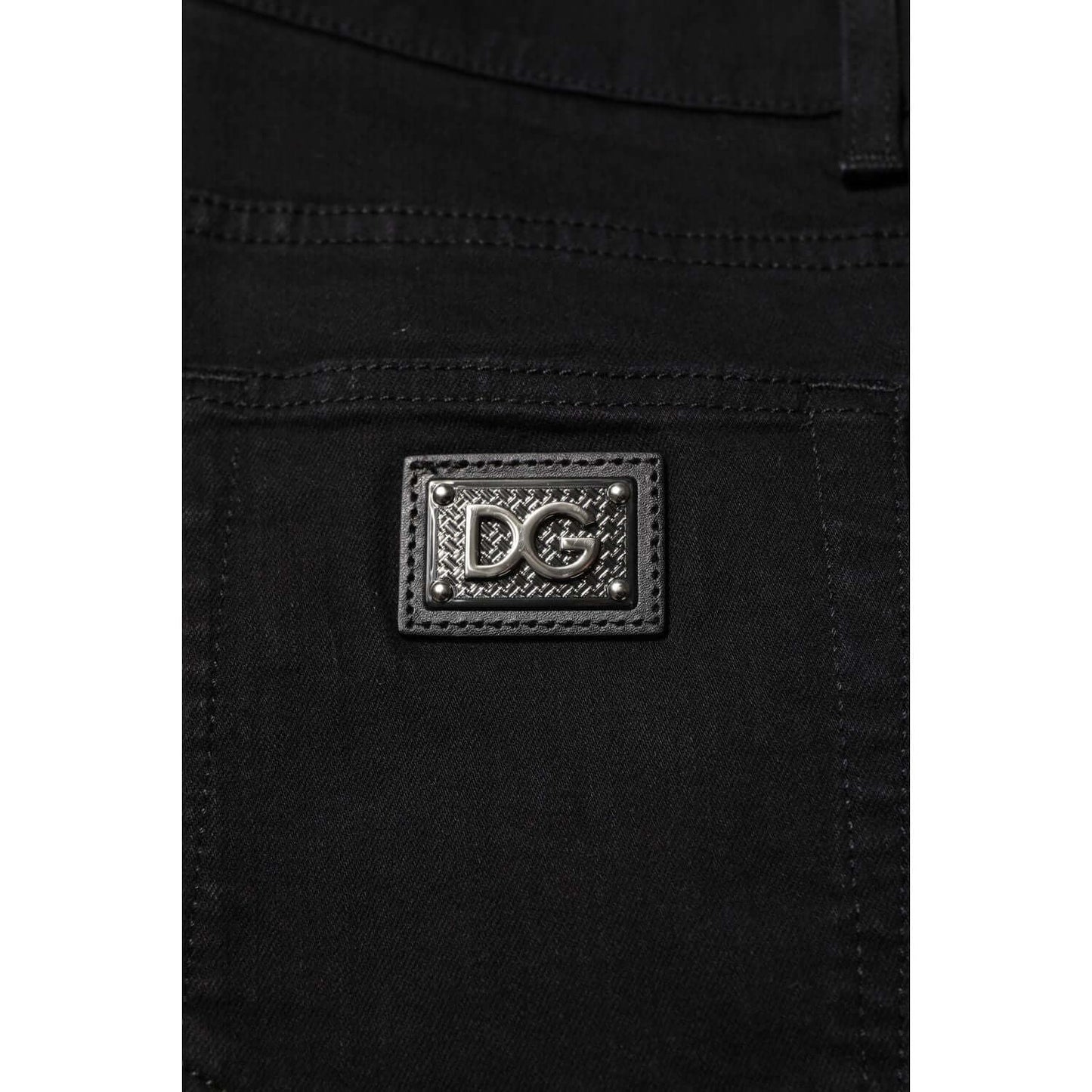 Dolce & Gabbana Dark Blue Cotton Logo Plaque GOLD Denim Jeans PAN76411-54