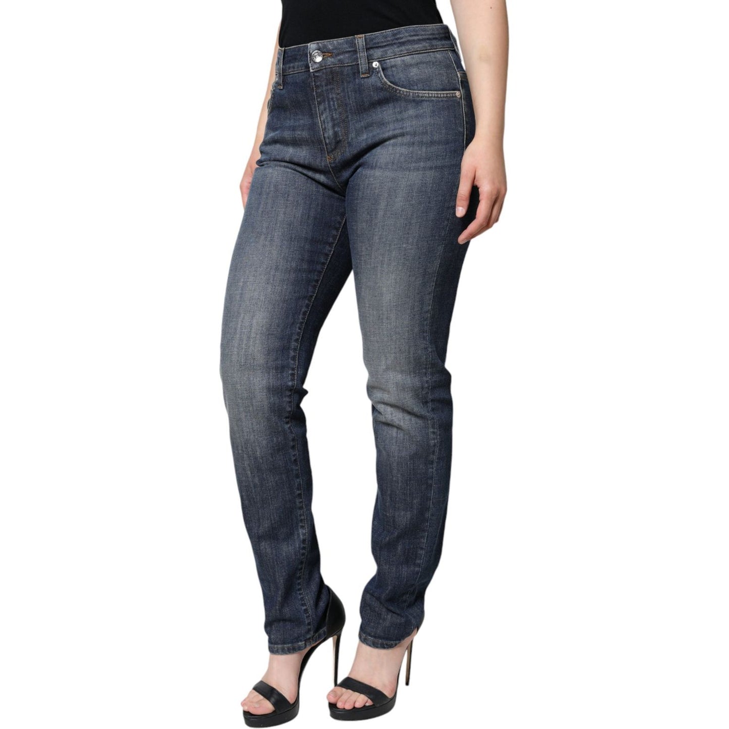 Dolce & Gabbana Dark Blue Cotton Stretch Skinny Denim Jeans PAN74033-40