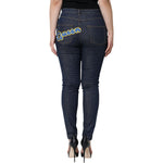 Dolce & Gabbana Dark Blue QUEEN Cotton Skinny Denim Jeans PAN75580-42
