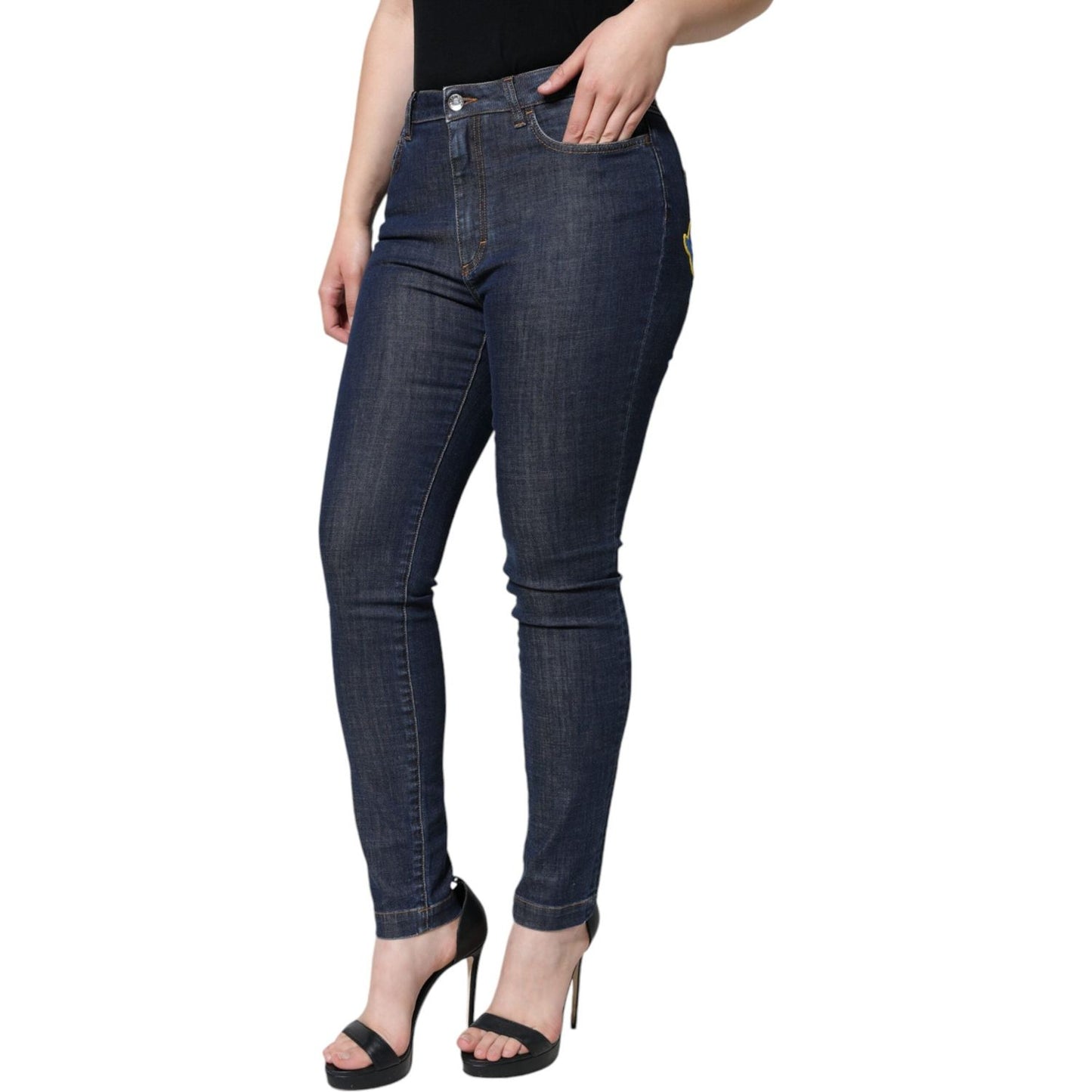 Dolce & Gabbana Dark Blue QUEEN Cotton Skinny Denim Jeans PAN75580-42