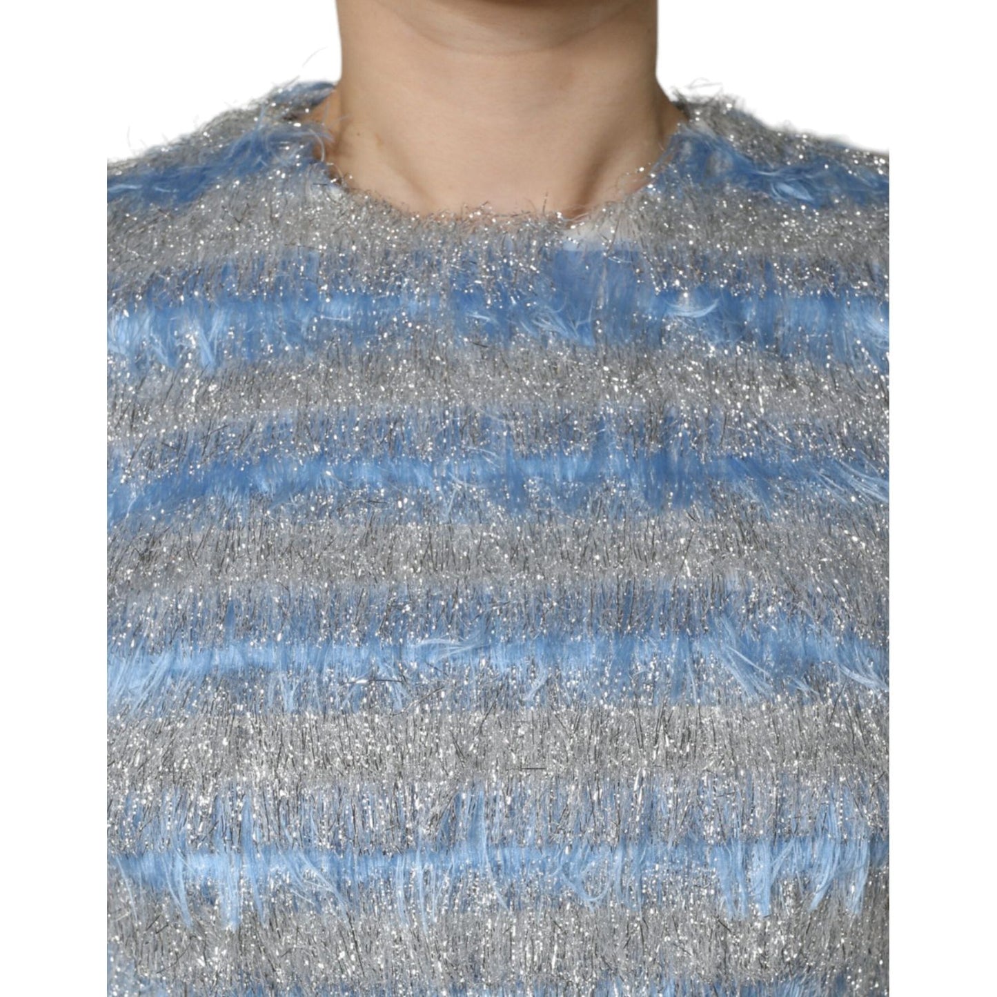 Dolce & Gabbana Light Blue Silver Jacquard A-line Midi Dress DR281264-40