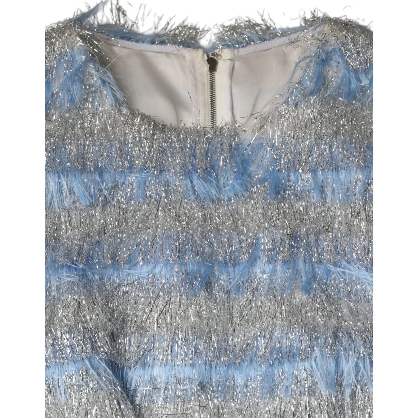 Dolce & Gabbana Light Blue Silver Jacquard A-line Midi Dress DR281264-40