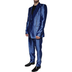 Dolce & Gabbana Metallic Blue Stripes Formal 3 Piece Suit KOS2244-56