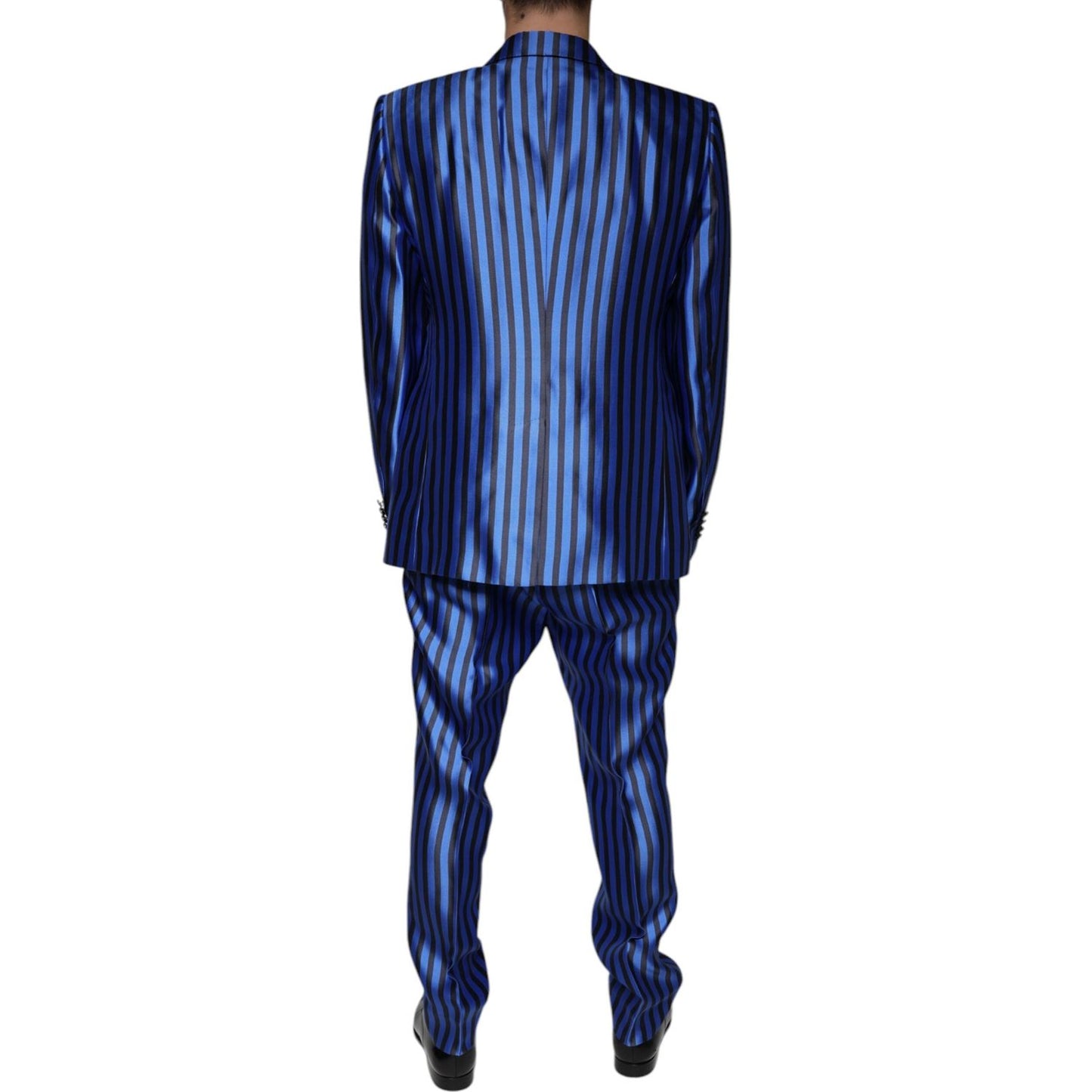 Dolce & Gabbana Metallic Blue Stripes Formal 3 Piece Suit KOS2244-56