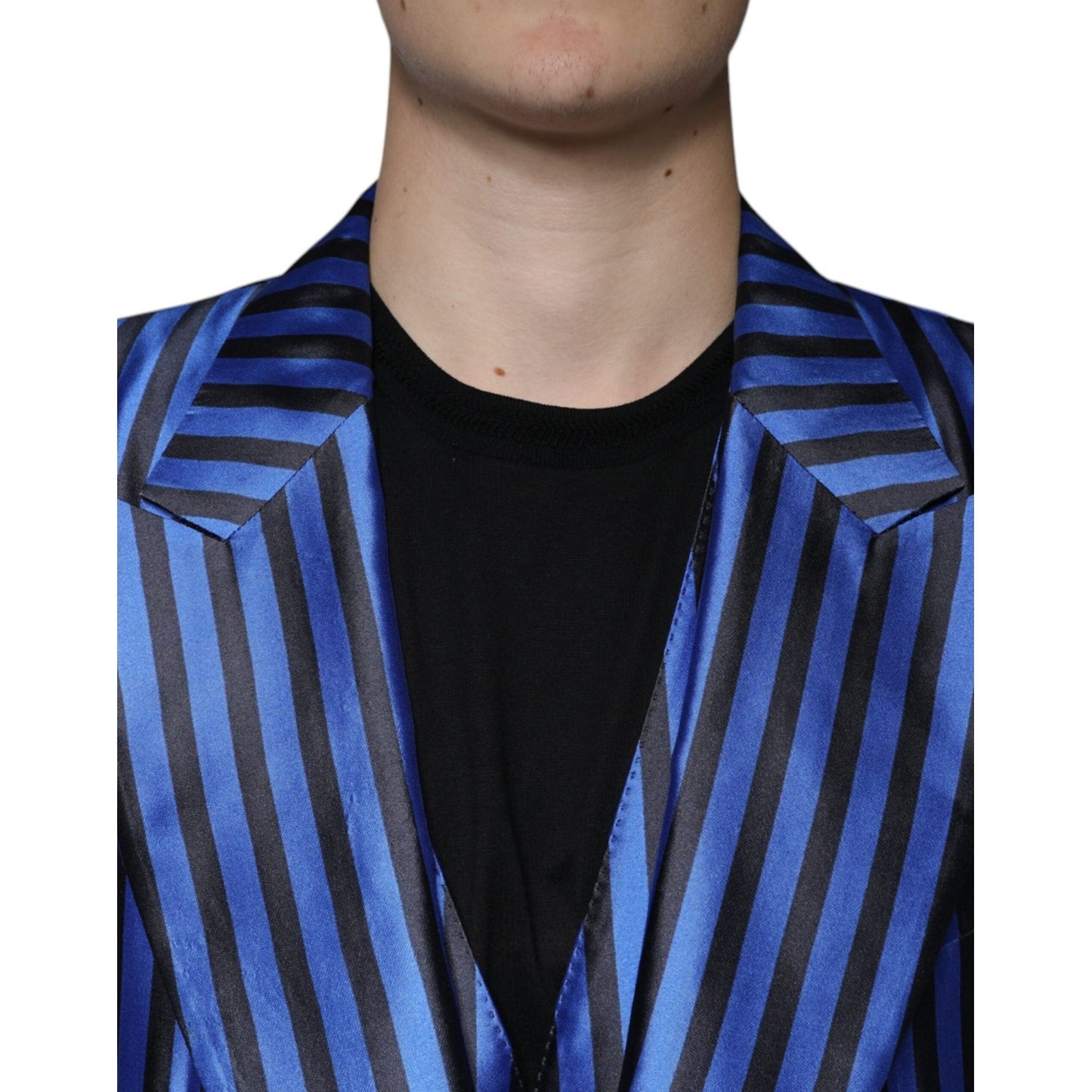 Dolce & Gabbana Metallic Blue Stripes Formal 3 Piece Suit KOS2244-56
