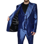 Dolce & Gabbana Metallic Blue Stripes Formal 3 Piece Suit KOS2244-56