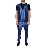 Dolce & Gabbana Metallic Blue Stripes Formal 3 Piece Suit KOS2244-56