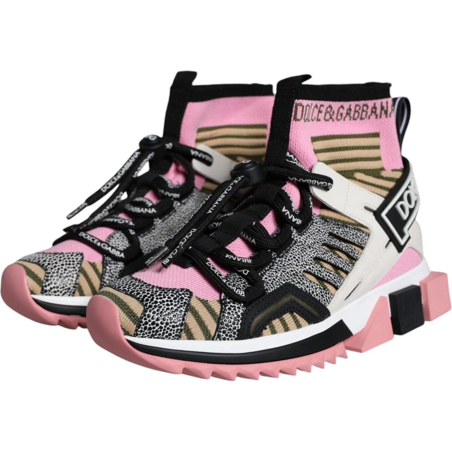 Dolce & Gabbana Multicolor Sorrento Socks Logo Sneakers Shoes LA11542-36.5