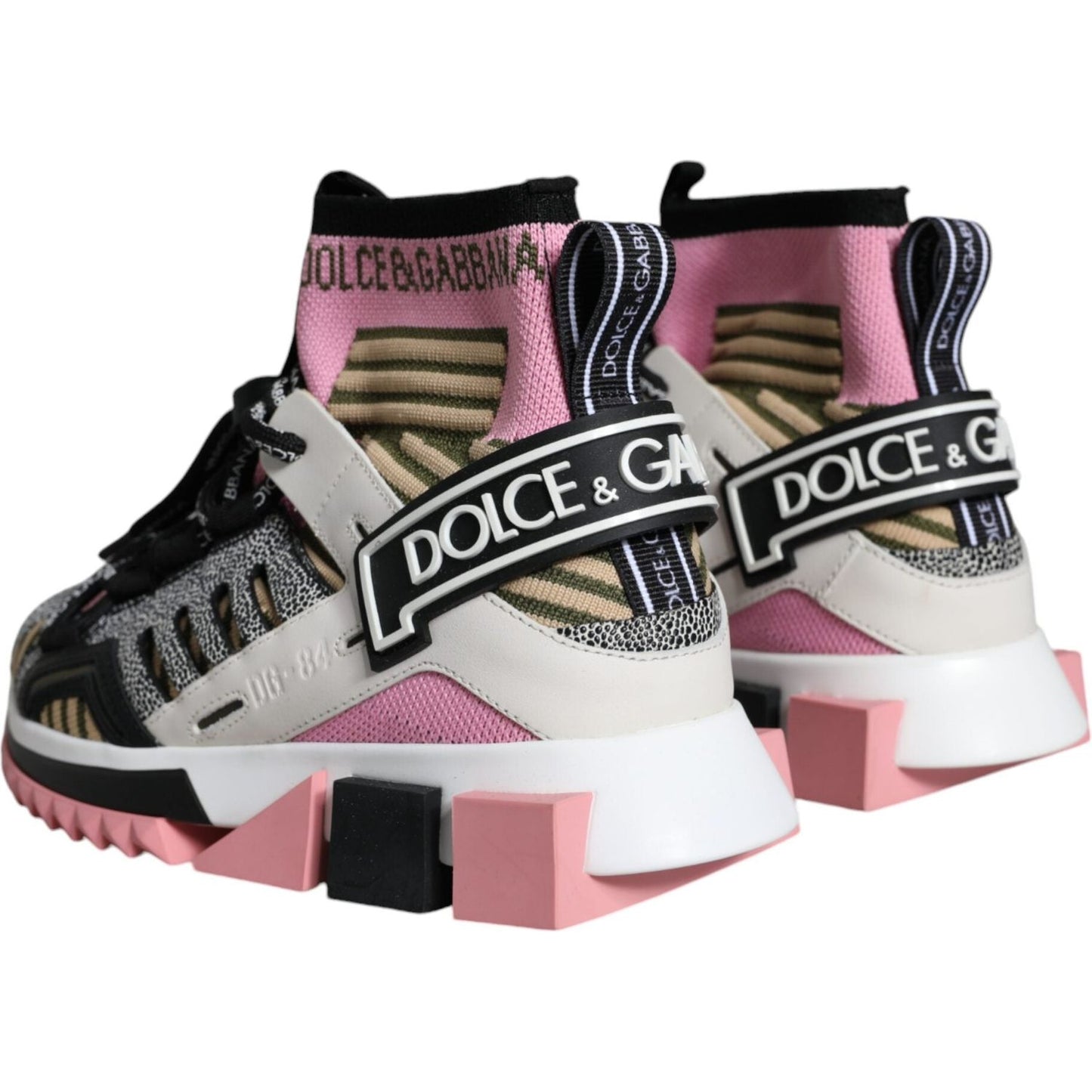 Dolce & Gabbana Multicolor Sorrento Socks Logo Sneakers Shoes LA11542-36.5