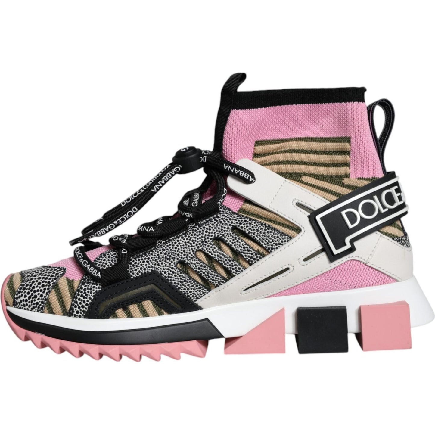 Dolce & Gabbana Multicolor Sorrento Socks Logo Sneakers Shoes LA11542-36.5