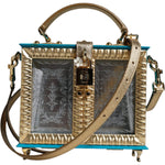 Dolce & Gabbana Multicolor Wood Leather Clutch Shoulder Bag BAG4093