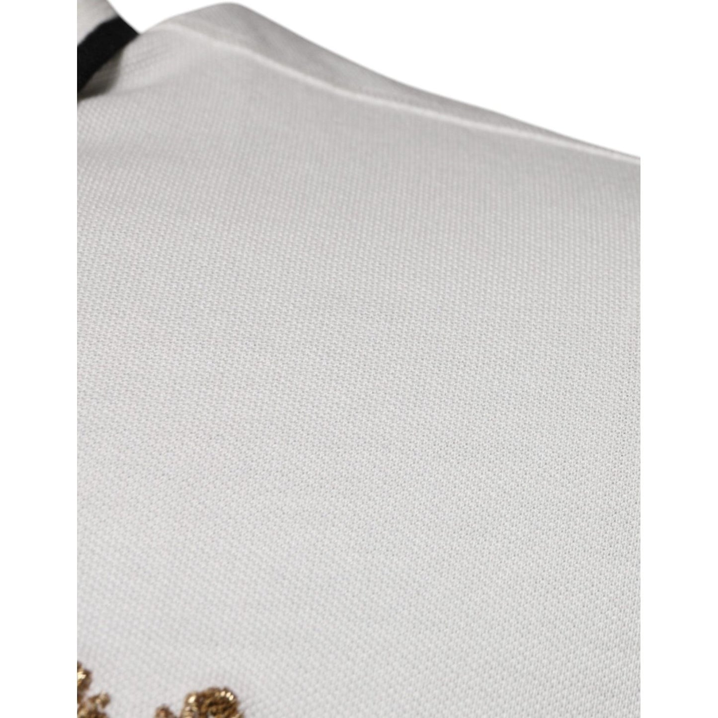 Dolce & Gabbana Off White Crown Cotton Collared Polo T-shirt TSH87424-44