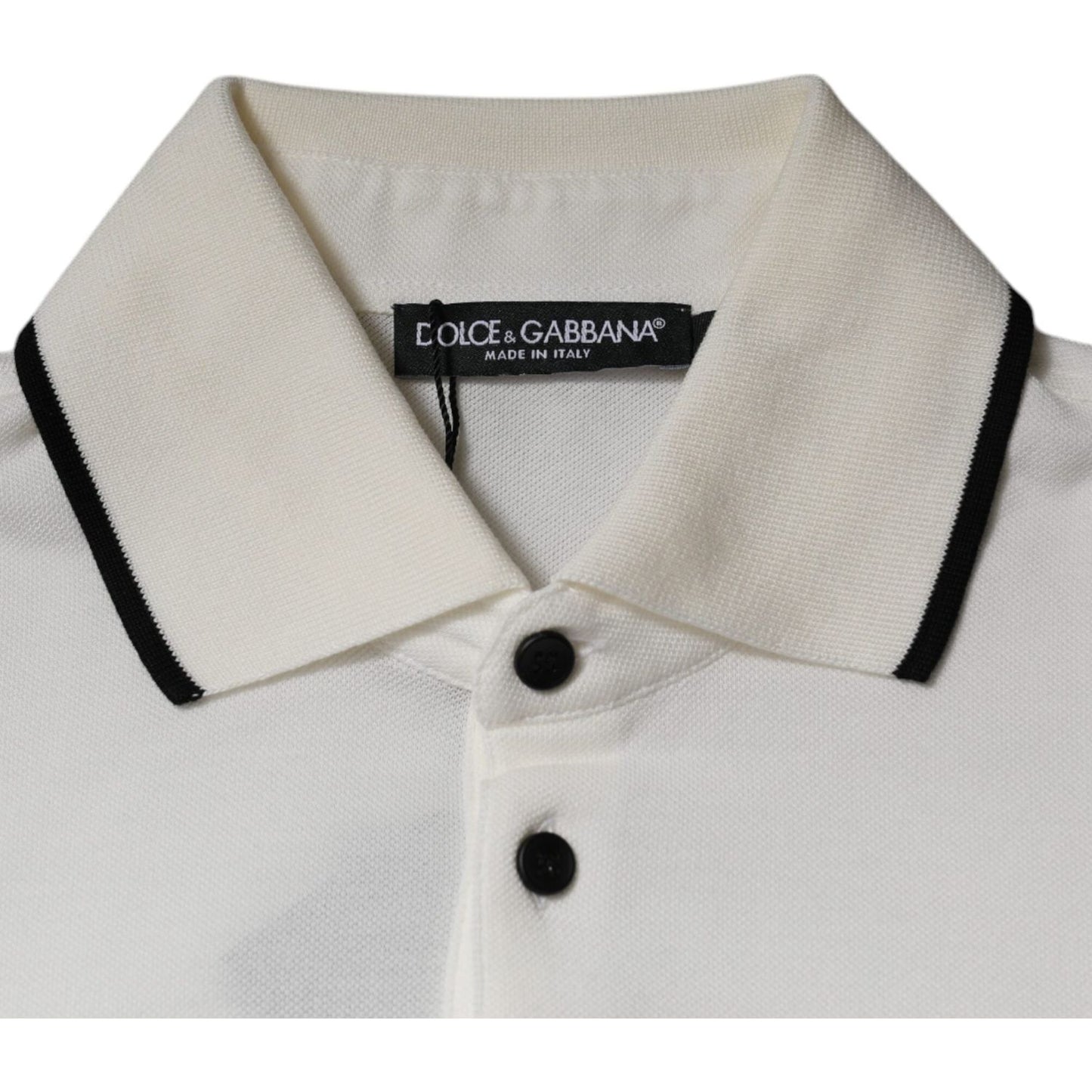 Dolce & Gabbana Off White Crown Cotton Collared Polo T-shirt TSH87424-44