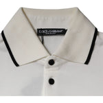 Dolce & Gabbana Off White Crown Cotton Collared Polo T-shirt TSH87424-44