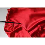 Dolce & Gabbana Red Satin Lace Trim Round Neck Blouse Top TSH86551-40