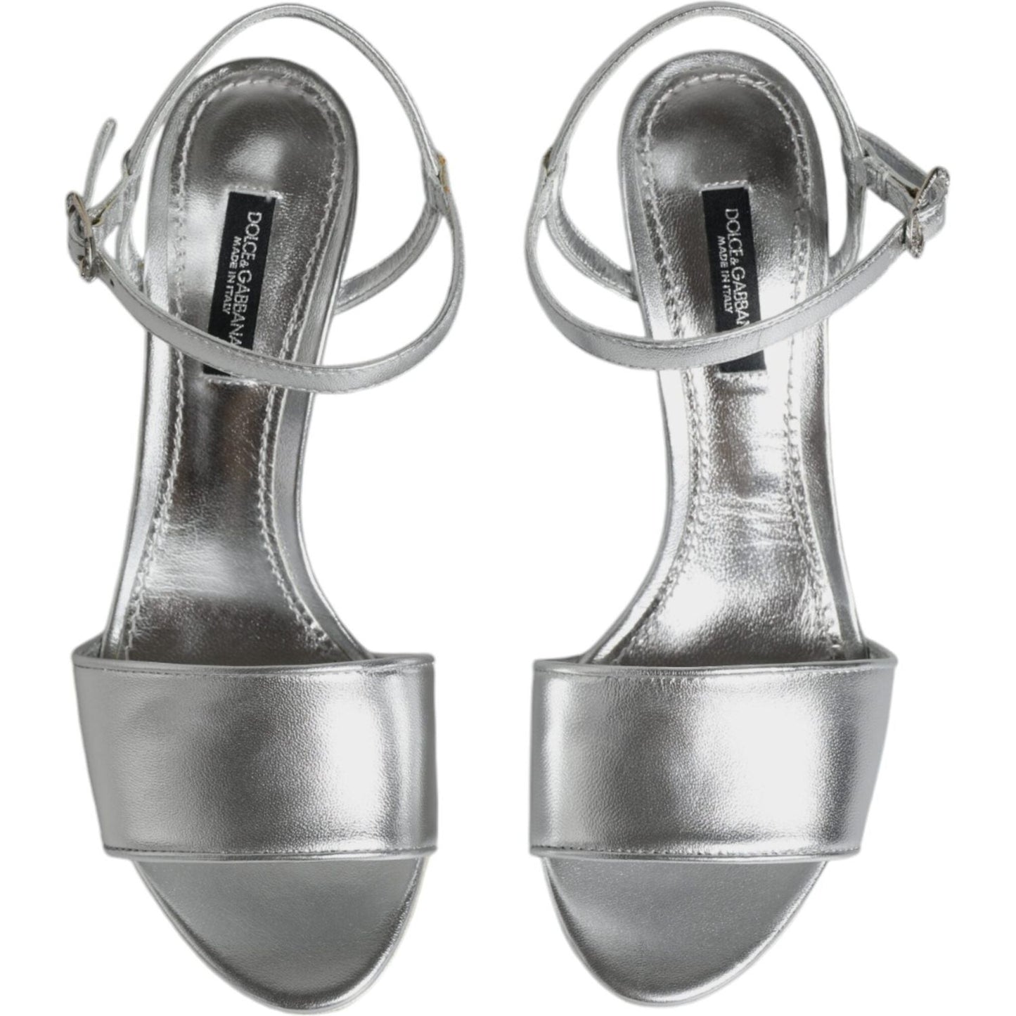 Dolce & Gabbana Silver KEIRA Heels Ankle Strap Sandals Shoes LA11998-35