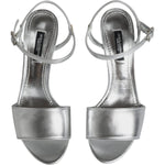 Dolce & Gabbana Silver KEIRA Heels Ankle Strap Sandals Shoes LA11998-35