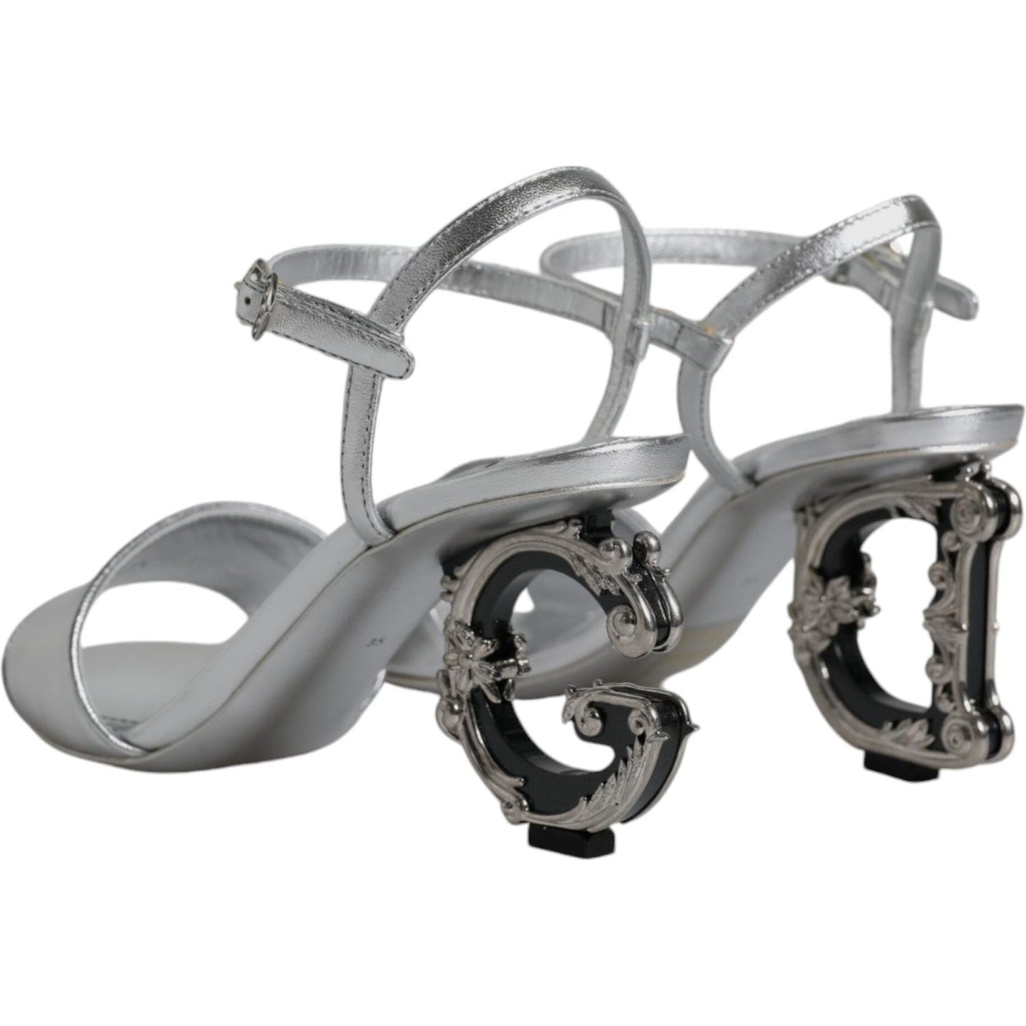 Dolce & Gabbana Silver KEIRA Heels Ankle Strap Sandals Shoes LA11998-35