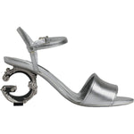 Dolce & Gabbana Silver KEIRA Heels Ankle Strap Sandals Shoes LA11998-35