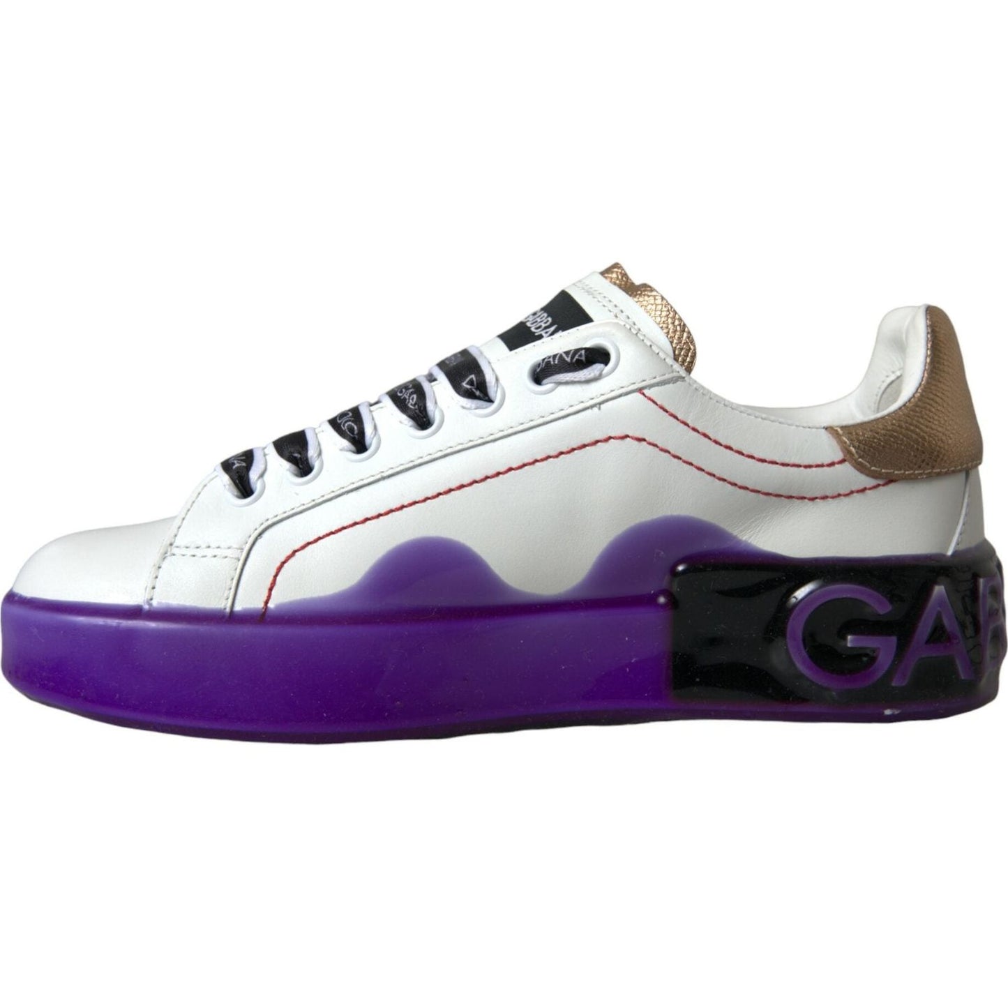 Dolce & Gabbana White Leather Portofino Low Top Sneakers Shoes LA10847-35