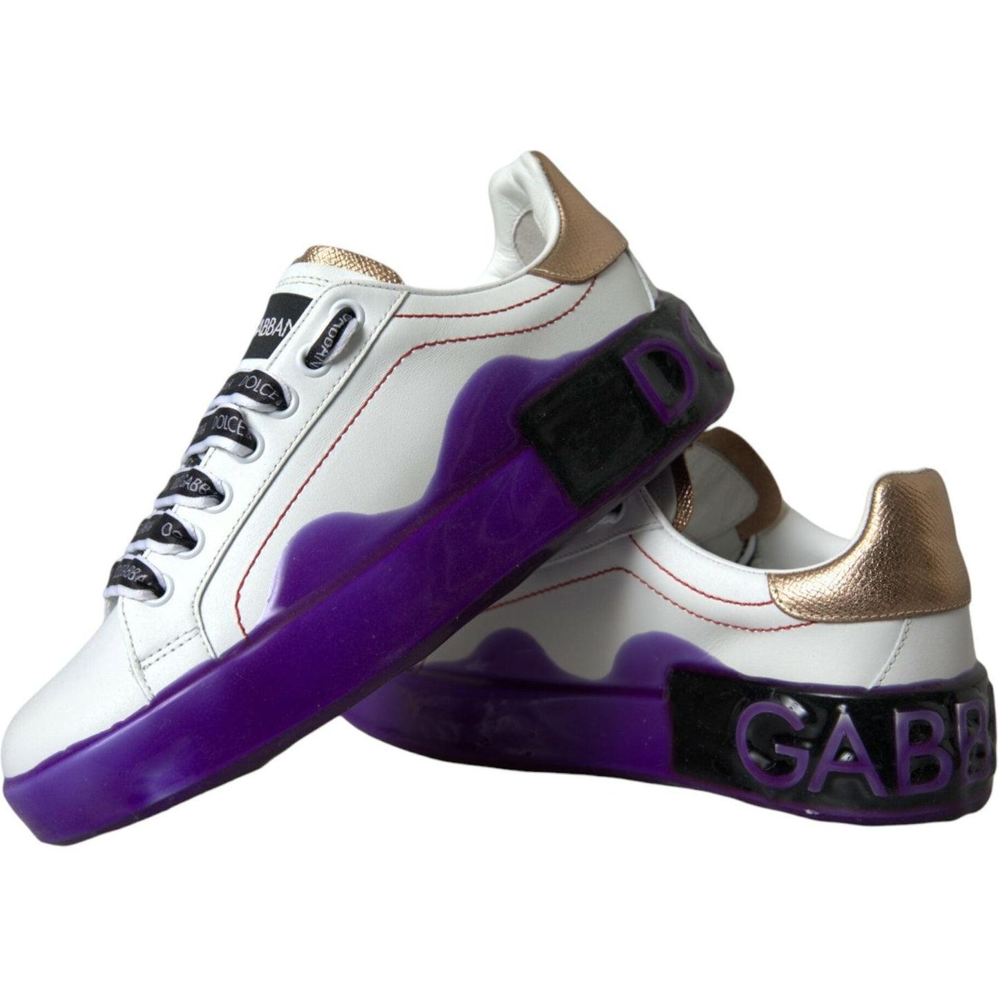 Dolce & Gabbana White Leather Portofino Low Top Sneakers Shoes LA10847-35