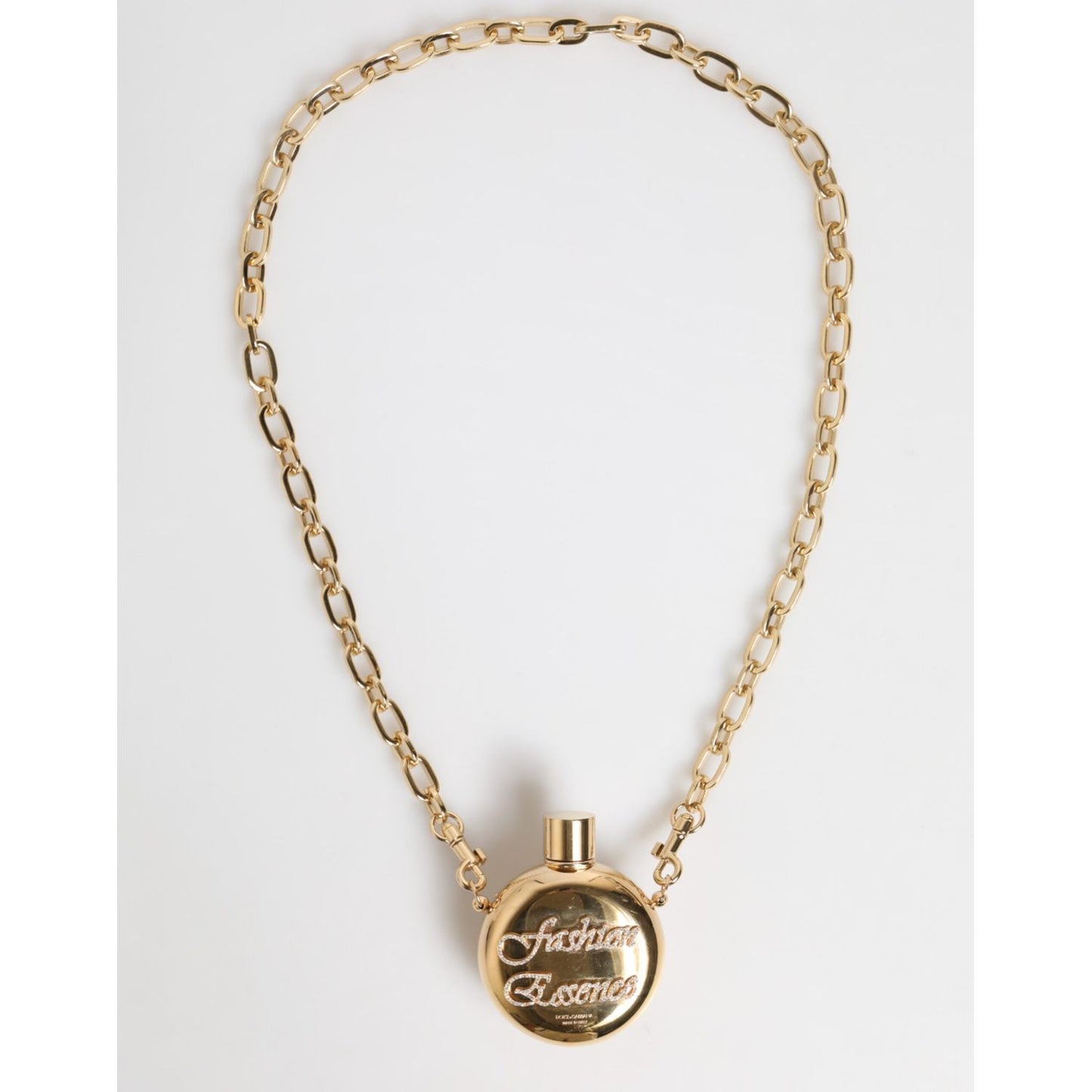 Dolce & Gabbana Gold Brass Rhinestone Devotion Charm Pendant Necklace SMY11224