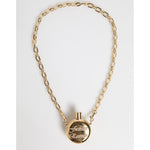 Dolce & Gabbana Gold Brass Rhinestone Devotion Charm Pendant Necklace SMY11224