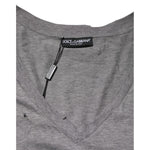 Dolce & Gabbana Gray Cotton Tattered Logo Patch Men T-shirt THS90362-52