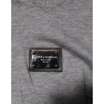 Dolce & Gabbana Gray Cotton Tattered Logo Patch Men T-shirt THS90362-52