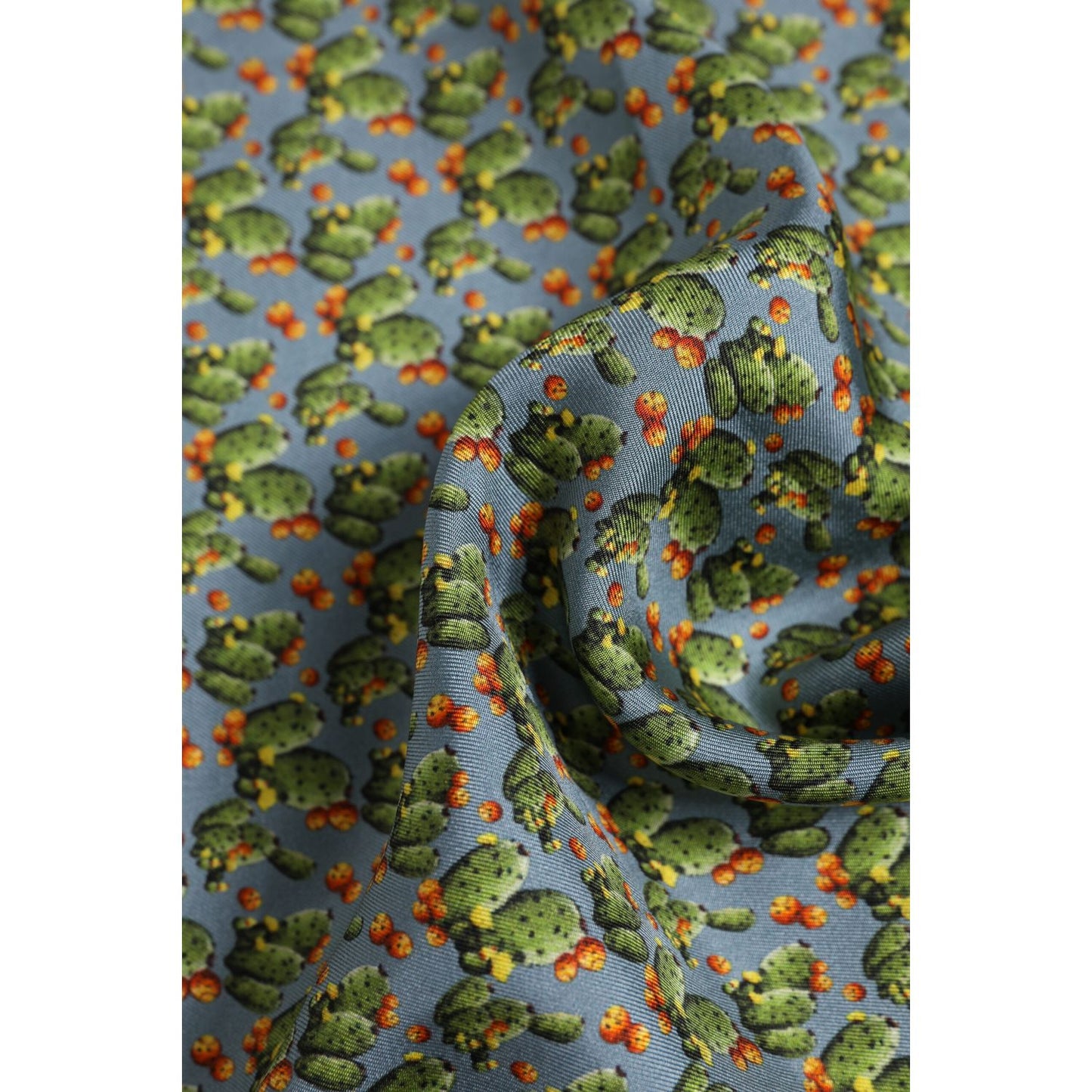 Dolce & Gabbana Gray Green Cactus Print Square Foulard Scarf Dolce & Gabbana