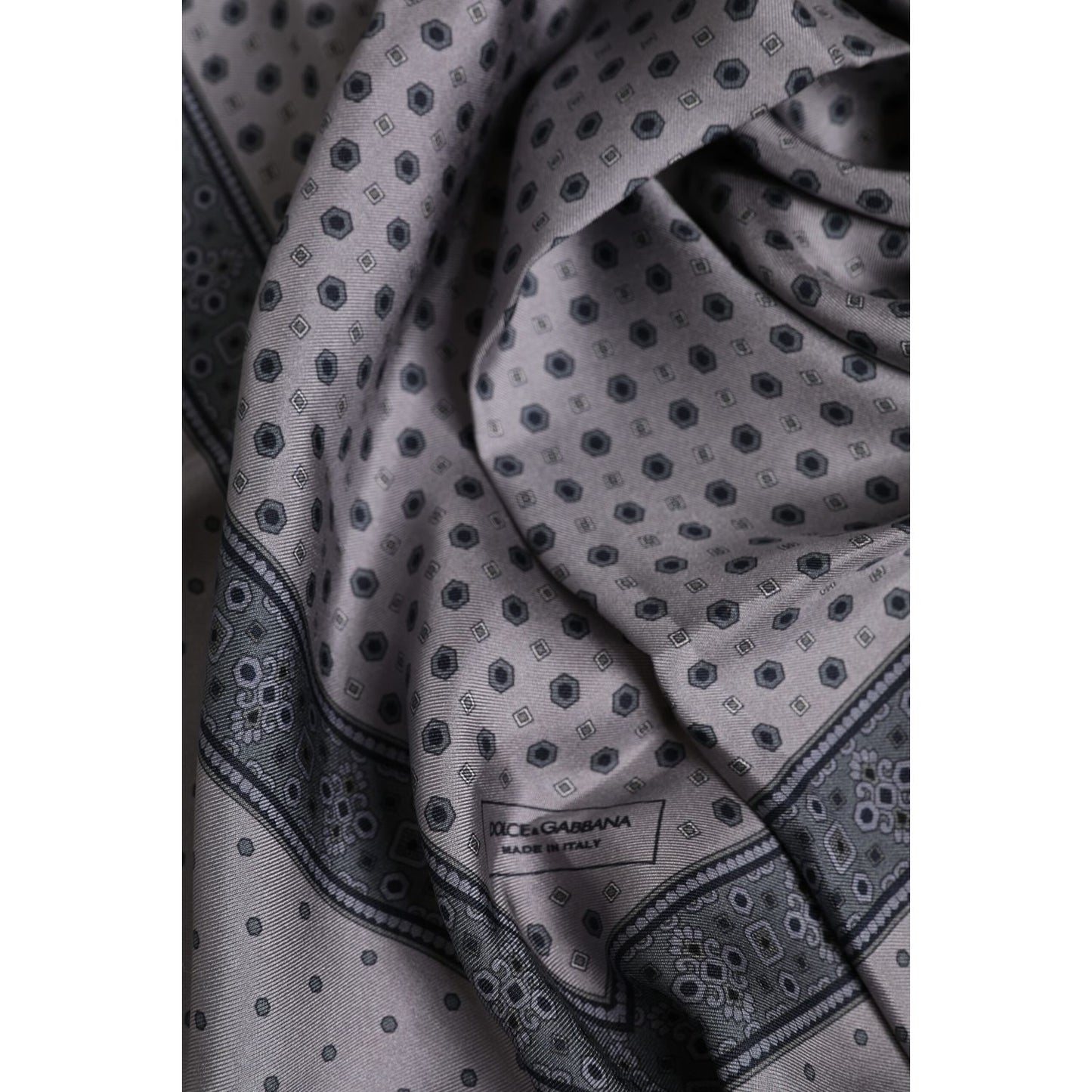 Dolce & Gabbana Gray Polka Dot Silk Square Men Foulard Scarf Dolce & Gabbana