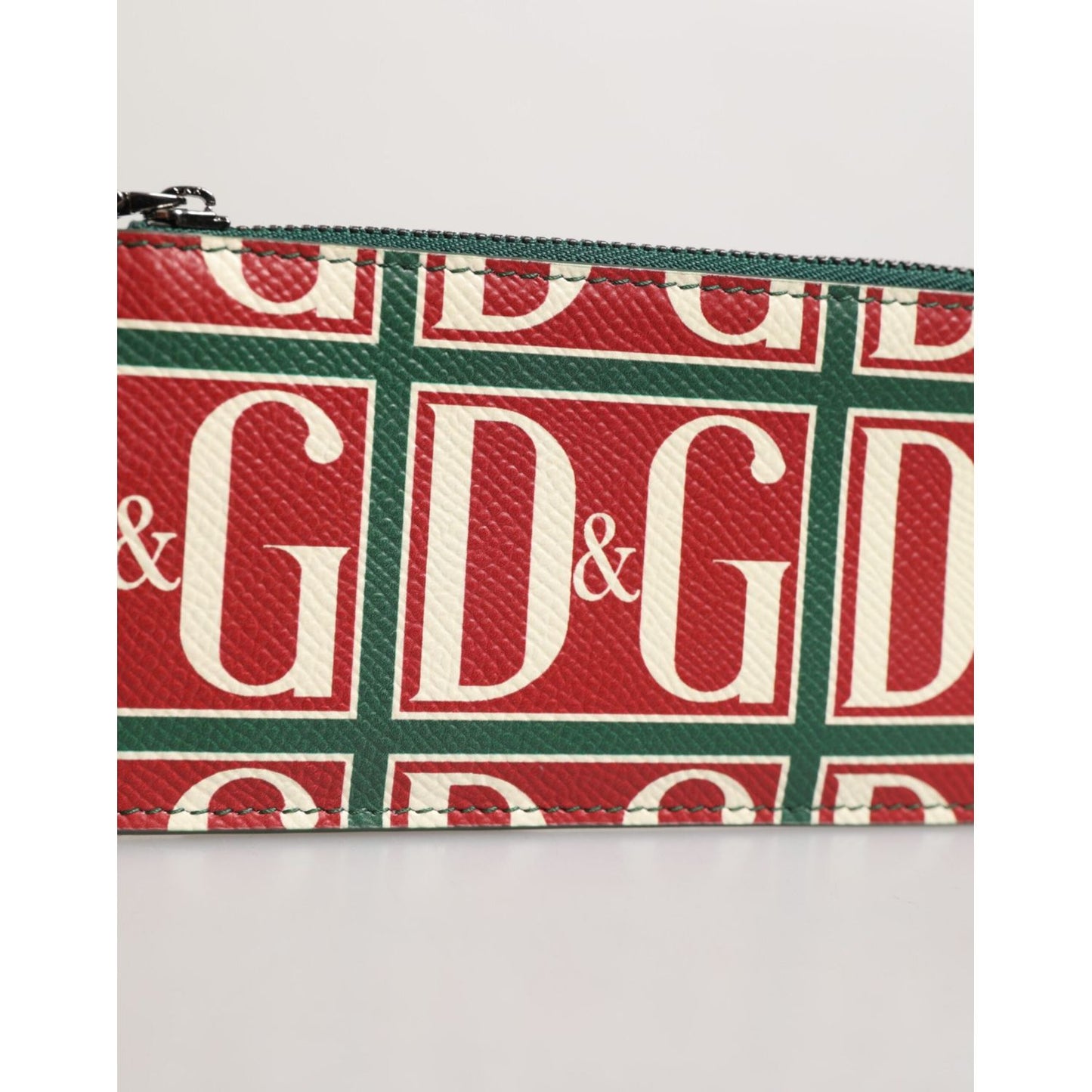 Dolce & Gabbana Green Calf Leather Logo Print Monogram Card Holder Wallet SMY11213