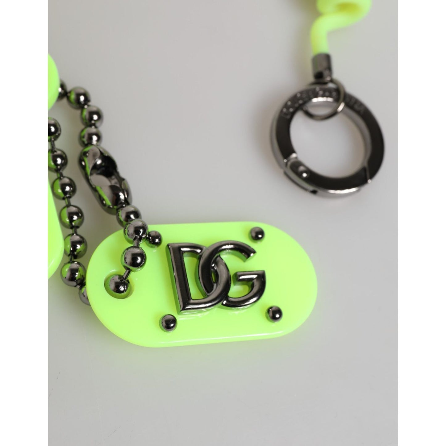 Dolce & Gabbana Green Springy Key Holder DG Logo Men's Keychain Keyring SMY11152