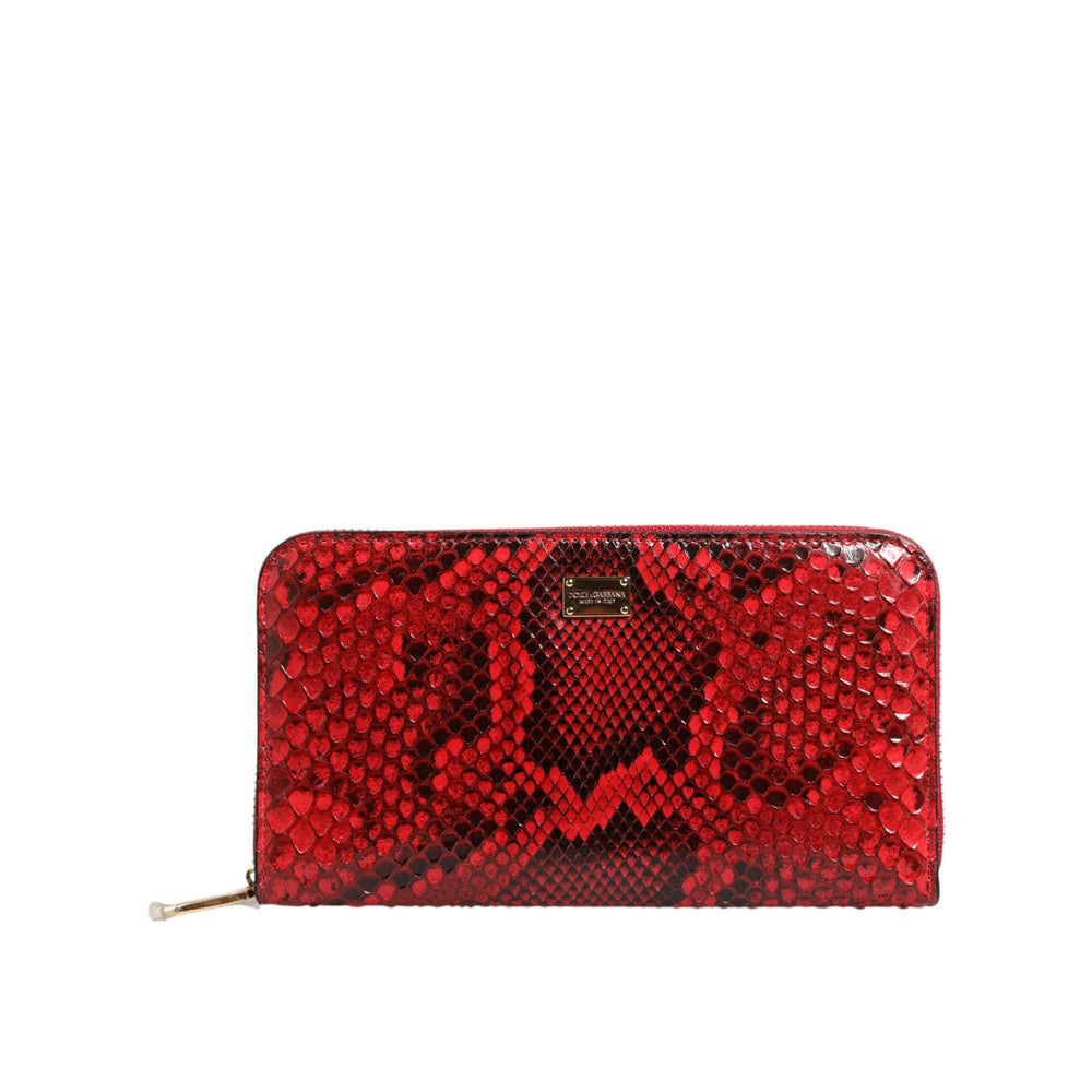 Dolce & Gabbana Red Exotic Leather Zip Around Continental Clutch Wallet BAG4689