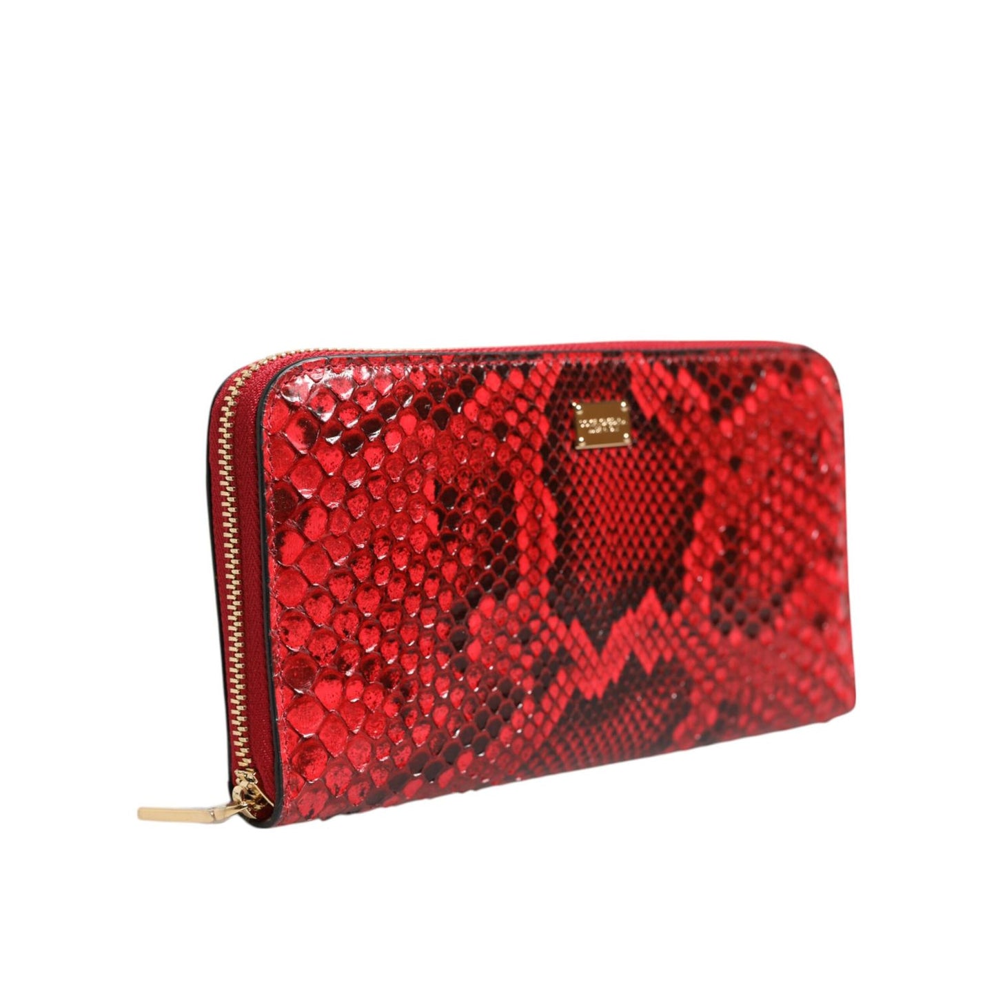 Dolce & Gabbana Red Exotic Leather Zip Around Continental Clutch Wallet BAG4689