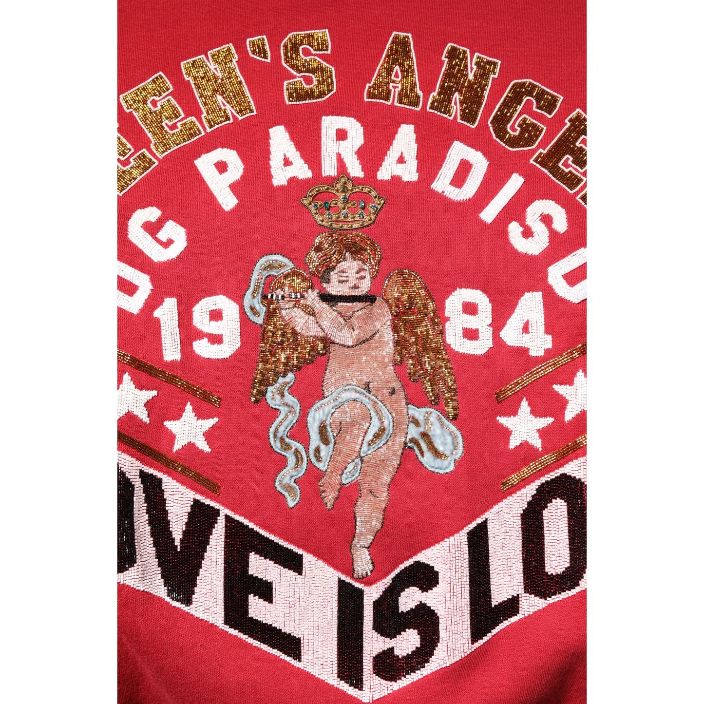 Dolce & Gabbana Red Sequin Knit Pullover Sweatshirt Sweater Dolce & Gabbana