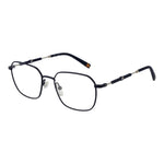 Fila Blue Men Glasses Frame, full-rim blue rectangle design, rubber material, demo lenses, 52-16-140 size, for men with included branded case.