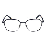 Fila Blue Men Glasses Frame, full-rim rectangle style, rubber material, 52mm width, blue color, demo lenses.