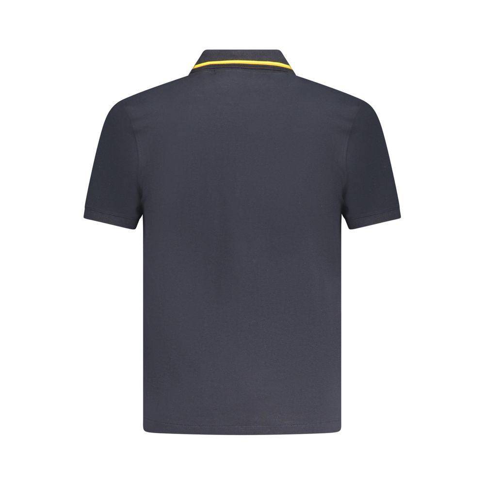 K-WAY Blue Cotton Polo Shirt with short sleeves, 2 buttons, contrasting details, and logo application, back view.