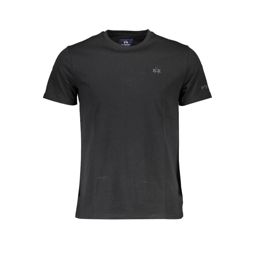 La Martina Black Cotton Men T-Shirt LA-37338-M