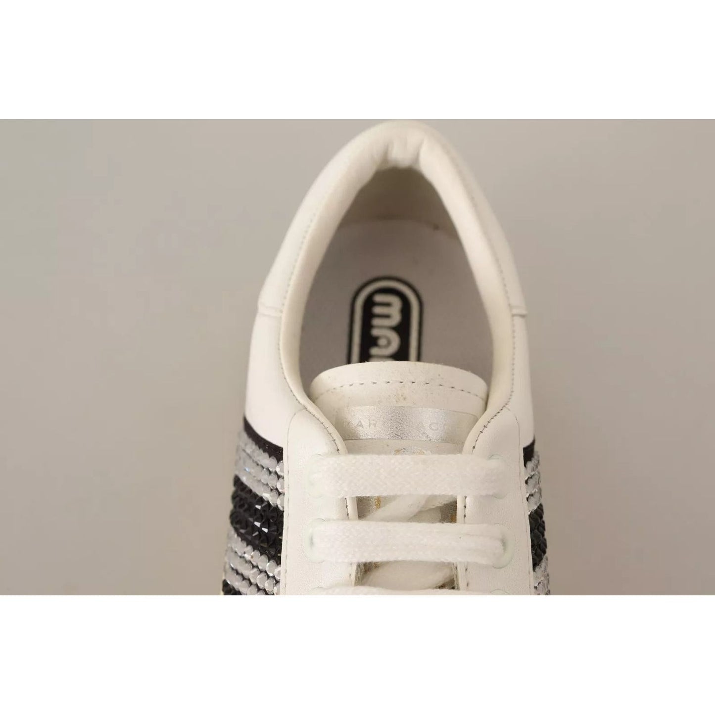 Marc Jacobs White Leather Crystal Embellished Sneakers Shoes LA9355-36