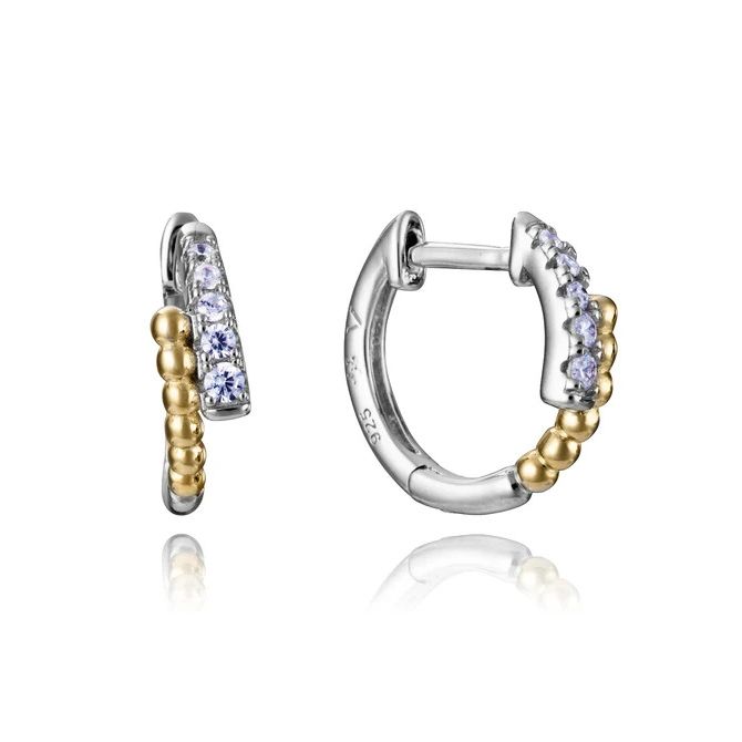VICEROY JEWELS Mod. 2311E100-30 silver and gold hoop earrings with quartz stones, elegant design for ladies.