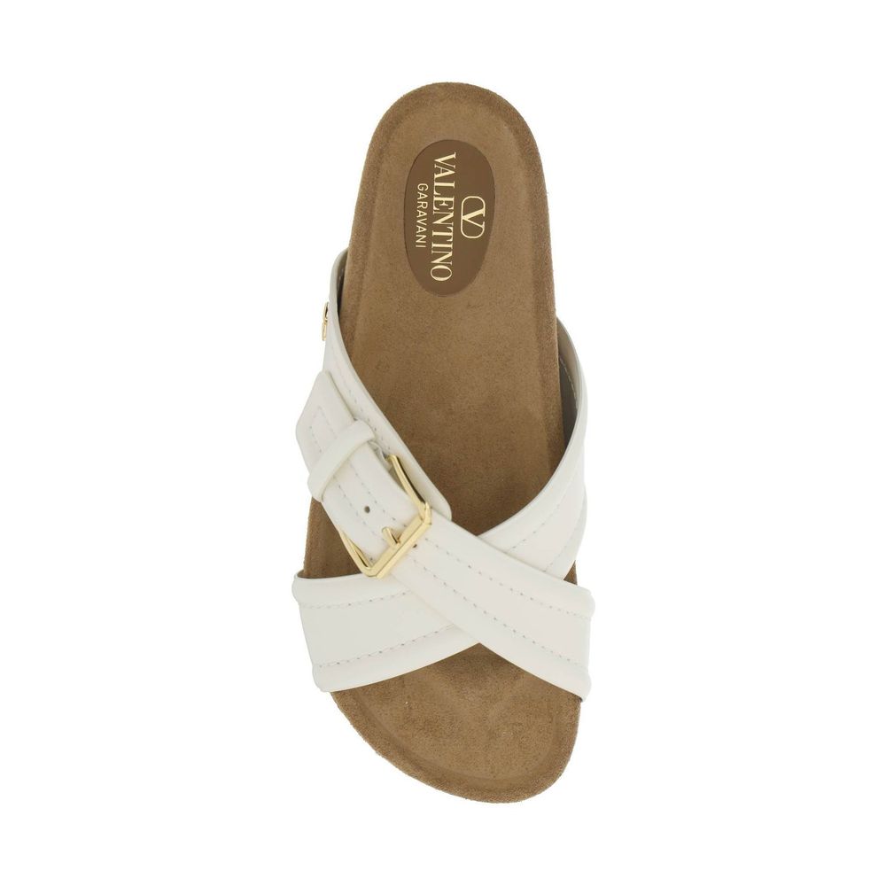 Valentino Garavani White Calfskin Strap-On Sandals